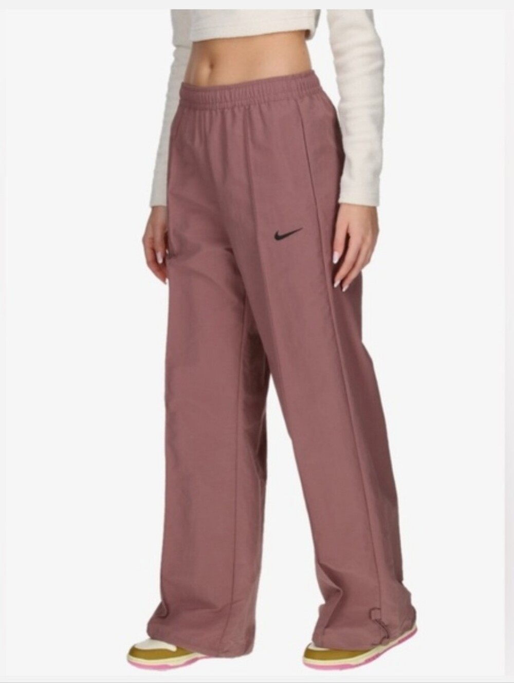 Nike Wide Leg Cinch Ankle Track Pants Mauve Size Large